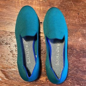 Rothy’s teal loafers